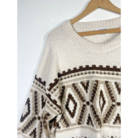 Old Navy Sweater Southwestern Tribal Womens XL Chunky Cozy Fisherman Lebowski - Picture 4 of 14